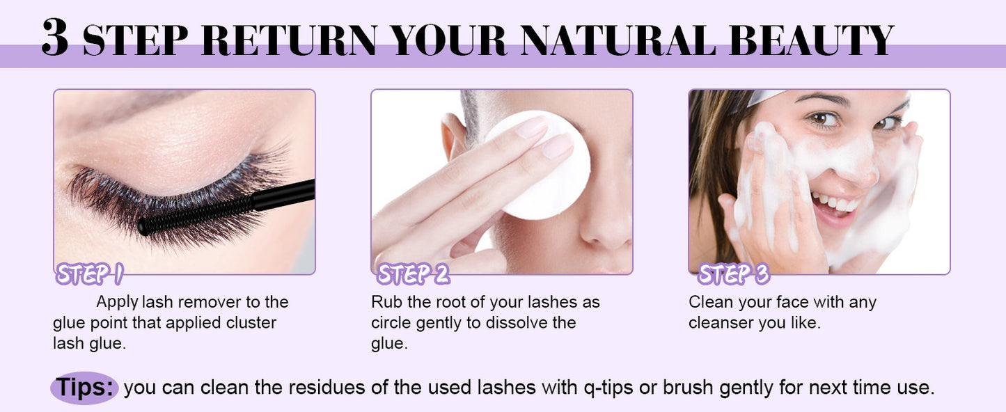 DIY Lash Extensions Kit Eyelash For Beginner Wispy Natural False Eyelashes Eyelash Clusters Tweezers, Bond Seal Glue Remover Reusable lashes