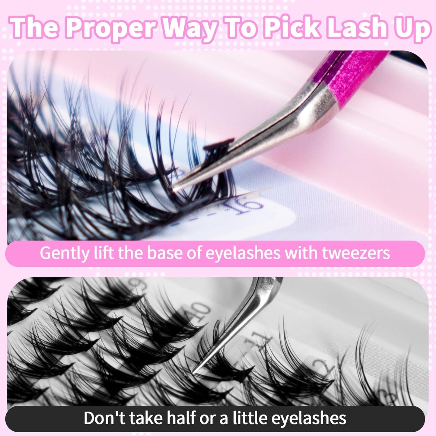 DIY Lash Extensions Kit Eyelash For Beginner Wispy Natural False Eyelashes Eyelash Clusters Tweezers, Bond Seal Glue Remover Reusable lashes