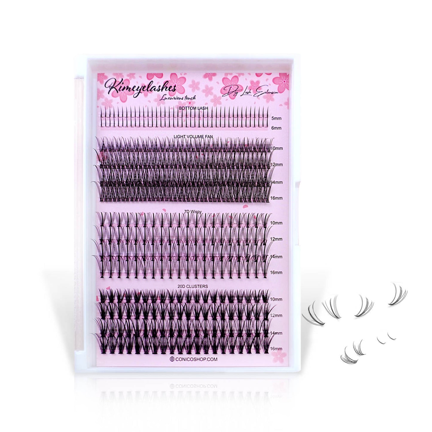 DIY Lash Extensions Kit Eyelash For Beginner Wispy Natural False Eyelashes Eyelash Clusters Tweezers, Bond Seal Glue Remover Reusable lashes