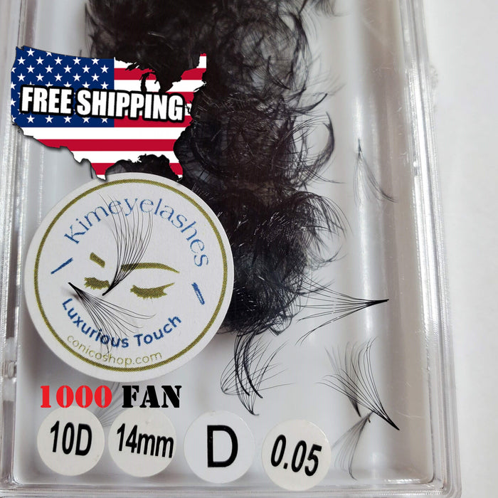10D 0.05, C and D Curl 1000 Premade Mega Volume Fans. Handmade Perfect eyelash extensions crafted. Russian volume, American Volume Media 1 of 7