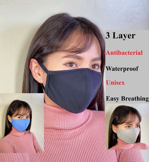 Black 3 Layer Easiest to breath face masks waterproof, washable, comfortable, great for sports, gym, cdc recommended mask Media 1 of 9
