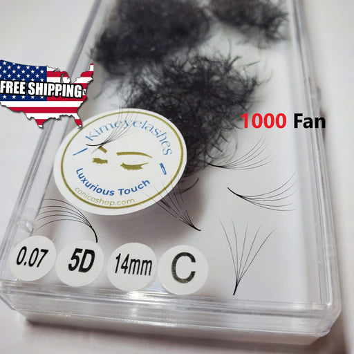 5D 0.07, C and D Curl 1000 Premade Mega Volume Fans. Handmade Perfect eyelash extensions crafted. Russian volume, American Volume Media 1 of 11