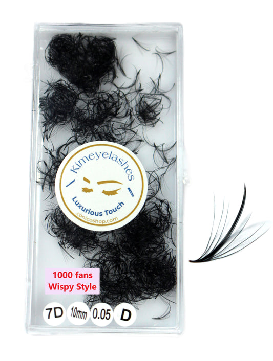 7D Wispy | 0.05 | 1000 Fans Hybrid Promade Volume Promade by Kimeyelashes