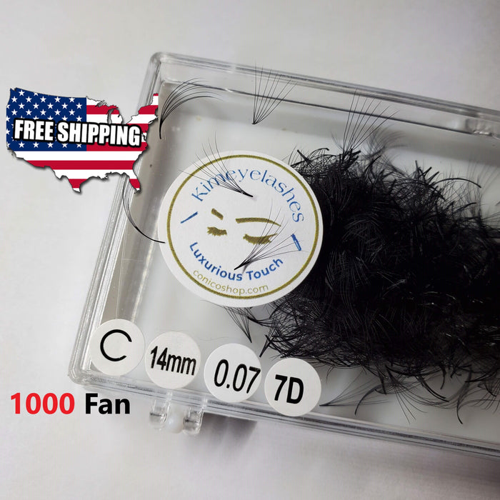7D 0.07, C and D Curl 1000 Premade Mega Volume Fans. Handmade Perfect eyelash extensions crafted. Russian volume, American Volume Media 1 of 10