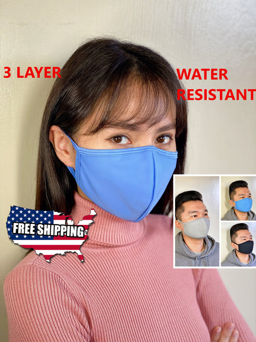 Black 3 Layer Easiest to breath face masks waterproof, washable, comfortable, great for sports, gym, cdc recommended mask